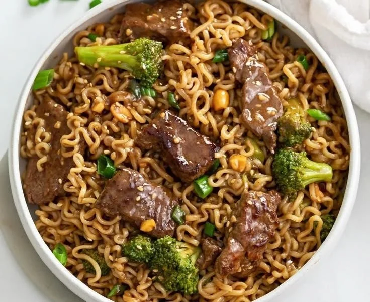 Beef and Broccoli Ramen with Tender Beef and Fresh Broccoli