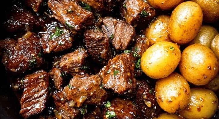Garlic Butter Beef Bites with Potatoes