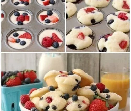 Berry Protein Pancake Bites