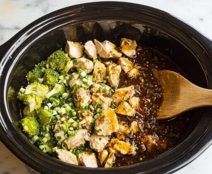 Delicious Crockpot Chicken and Broccoli dish prepared and served in a bowl.