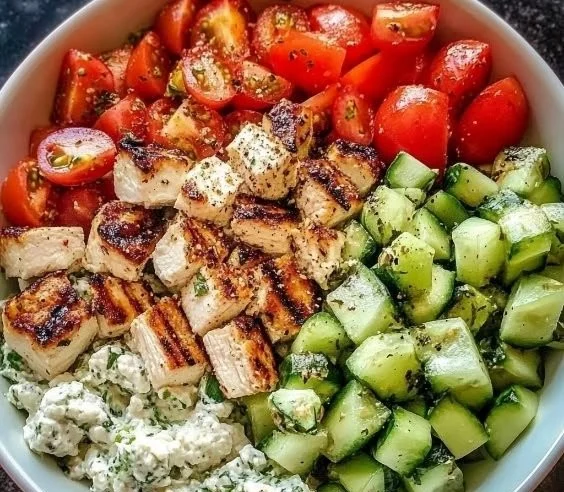 Delicious Greek Chicken Bowls with vibrant ingredients and flavors