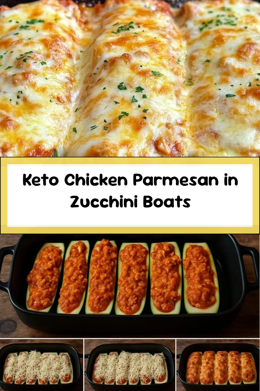 Keto Chicken Parmesan in Zucchini Boats
