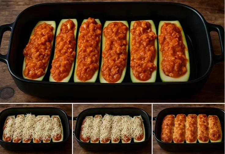 Keto Chicken Parmesan Zucchini Boats