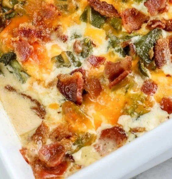 Keto Jalapeño Popper Casserole with creamy cheese and spicy jalapeños