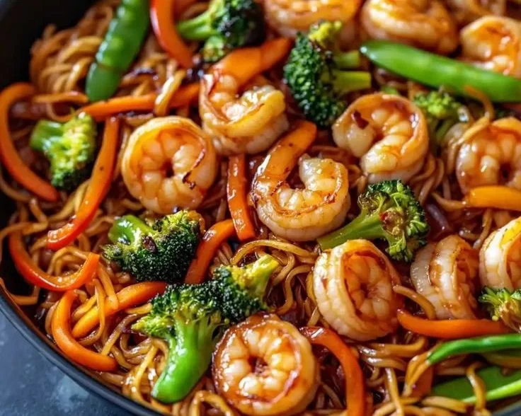 High-Protein One-Pan Shrimp Stir Fry with Noodles