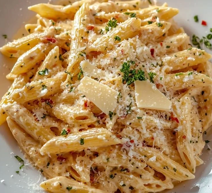 Delicious one-pot creamy garlic pasta served in a bowl