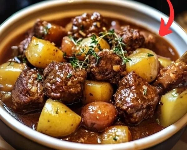 Slow Cooker Garlic Butter Beef and Potatoes