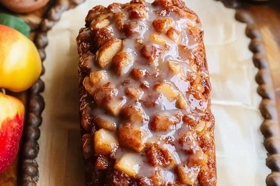 Delicious spiced apple fritter bread fresh out of the oven for autumn
